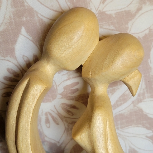 Hand Carved Wooden Abstract Couple Kissing - Picture 8 of 9